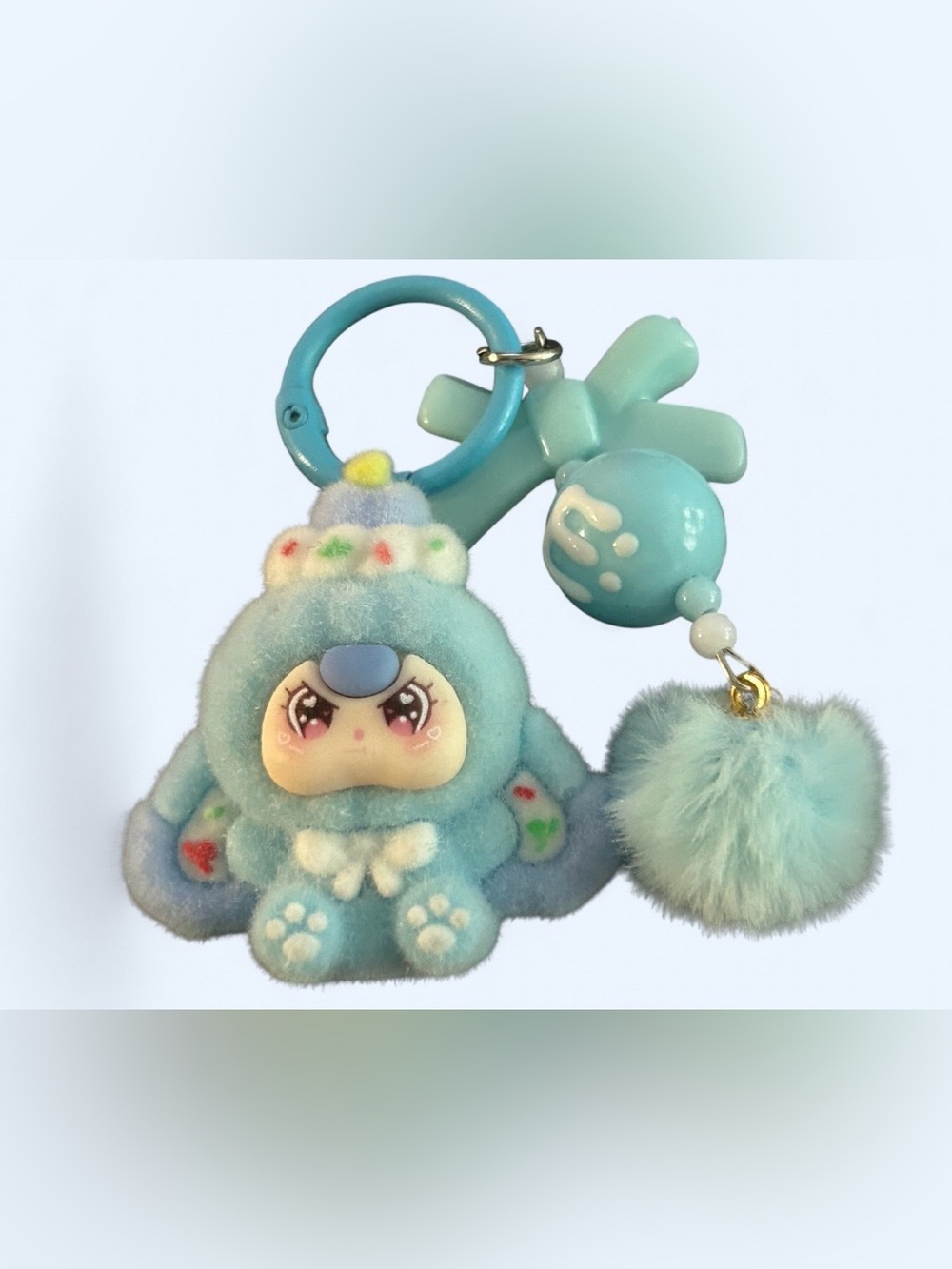 kawaii plush bear keychains with pom pom + bow details - Picture 2 of 4